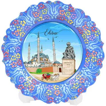 City Themed Turkish Ceramic Plate With Epoxy 18 Cm - 6