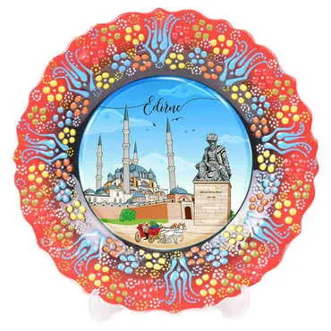 City Themed Turkish Ceramic Plate With Epoxy 18 Cm - 7