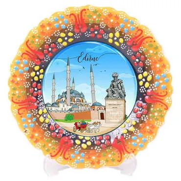 City Themed Turkish Ceramic Plate With Epoxy 18 Cm - 14