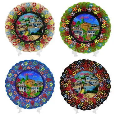 Şirince Themed Turkish Ceramic Plate With Epoxy 18 Cm - 4