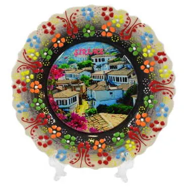 Şirince Themed Turkish Ceramic Plate With Epoxy 18 Cm - 5