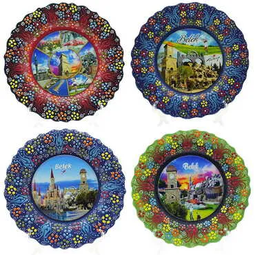 Belek Themed Turkish Ceramic Plate With Epoxy 25 Cm - 4