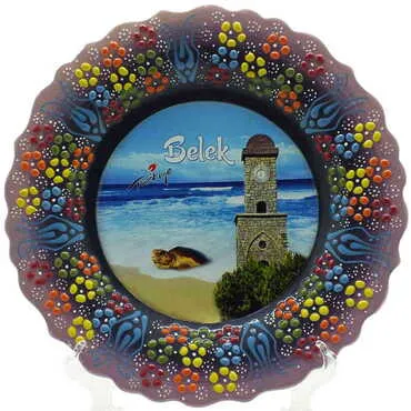 Belek Themed Turkish Ceramic Plate With Epoxy 25 Cm - 5