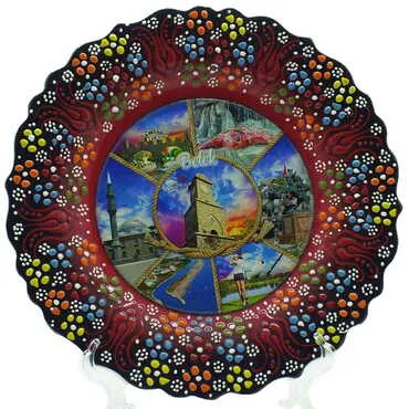 Belek Themed Turkish Ceramic Plate With Epoxy 25 Cm - 6