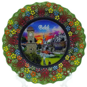 Belek Themed Turkish Ceramic Plate With Epoxy 25 Cm - 7