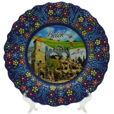 Belek Themed Turkish Ceramic Plate With Epoxy 25 Cm - 10