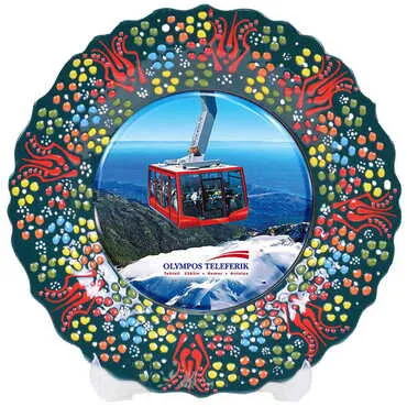 Cable Card Themed Turkish Ceramic Plate With Epoxy 25 Cm - 11