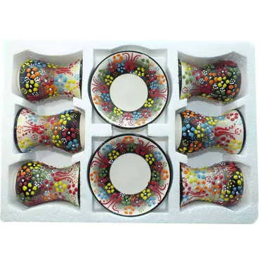 Turkish Ceramic Relief Tea Set of 6 Pcs - 4