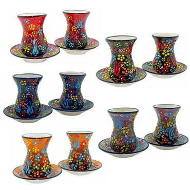 Turkish Ceramic Relief Tea Set of 2 Pcs - 2