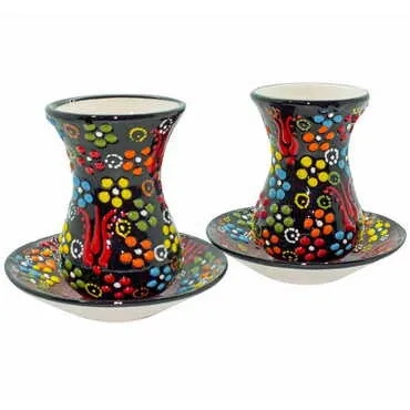 Turkish Ceramic Relief Tea Set of 2 Pcs - 6
