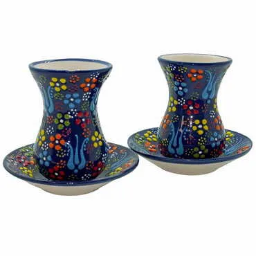 Turkish Ceramic Relief Tea Set of 2 Pcs - 7