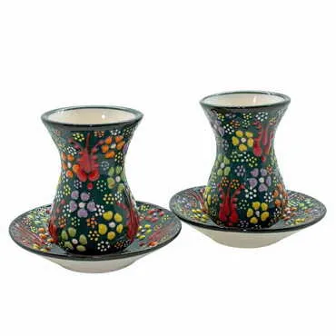 Turkish Ceramic Relief Tea Set of 2 Pcs - 8