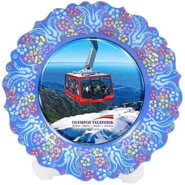 Cable Card Themed Turkish Ceramic Plate With Epoxy 30 Cm - 4