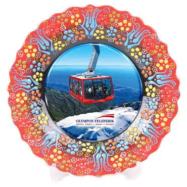 Cable Card Themed Turkish Ceramic Plate With Epoxy 30 Cm - 5