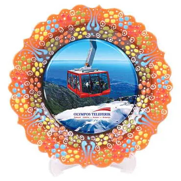 Cable Card Themed Turkish Ceramic Plate With Epoxy 30 Cm - 6