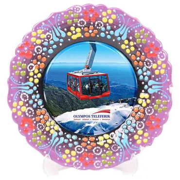 Cable Card Themed Turkish Ceramic Plate With Epoxy 30 Cm - 7
