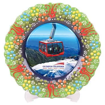 Cable Card Themed Turkish Ceramic Plate With Epoxy 30 Cm - 10