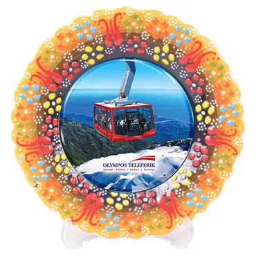 Cable Card Themed Turkish Ceramic Plate With Epoxy 30 Cm - 12