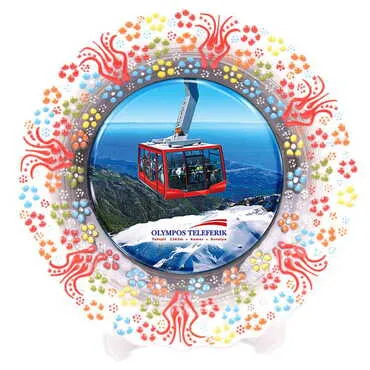 Cable Card Themed Turkish Ceramic Plate With Epoxy 30 Cm - 13