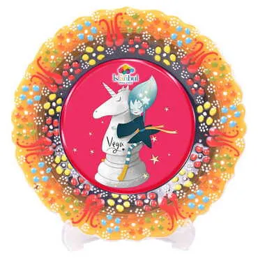 Toptan Tema Park Temalı Çini Myros Resim Tabak 30 cm - 12