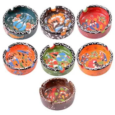 Turkish Ceramic Engraved Relief Ashtray Small Size - 2