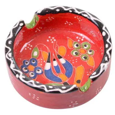Turkish Ceramic Engraved Relief Ashtray Small Size - 3
