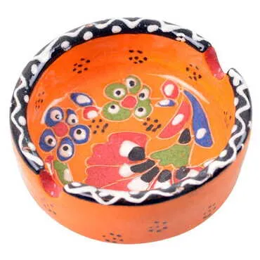 Turkish Ceramic Engraved Relief Ashtray Small Size - 4