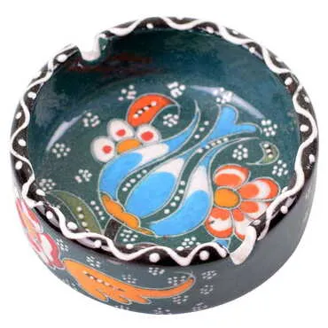 Turkish Ceramic Engraved Relief Ashtray Small Size - 6