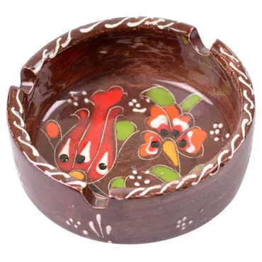 Turkish Ceramic Engraved Relief Ashtray Small Size - 7