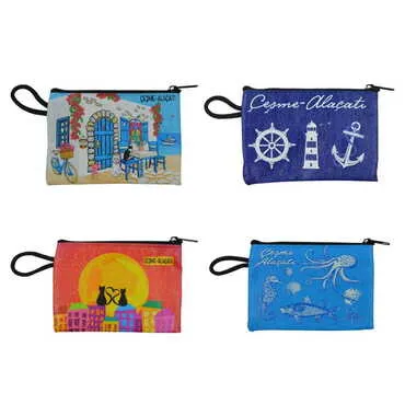 Alacati Region Themed Turkish Woven Wallet 113x80x8 mm - 2