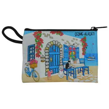 Alacati Region Themed Turkish Woven Wallet 113x80x8 mm - 5
