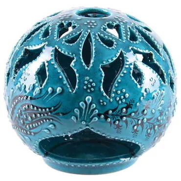Turkish Ceramic Engraved Candle Holder Big Size - 5