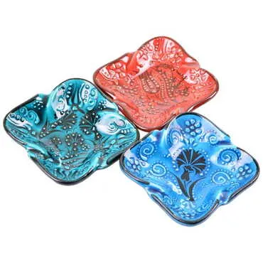 Turkish Ceramic Square Ashtray Small Size - 2