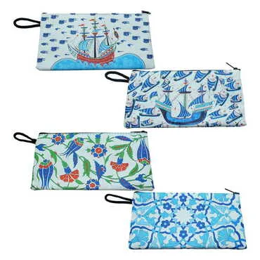 Tile Pattern Themed Turkish Woven Wallet 215x155x8 mm - 2