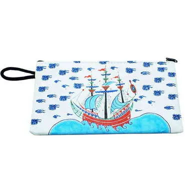 Tile Pattern Themed Turkish Woven Wallet 215x155x8 mm - 6