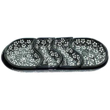 Turkish Ceramic Relief Platter Serving Set of 4 Pcs - 6