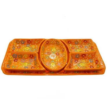 Turkish Ceramic Relief Platter Serving Set of 5 Pcs - 6