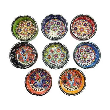 Toptan Ayvalık Temalı Çini Küçük Klasik Özel Kabartma Küllük - 3