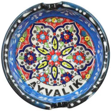 Toptan Ayvalık Temalı Çini Küçük Klasik Özel Kabartma Küllük - 4