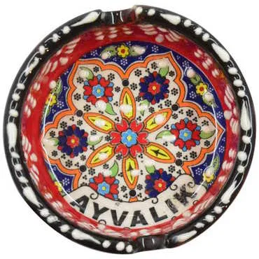 Toptan Ayvalık Temalı Çini Küçük Klasik Özel Kabartma Küllük - 5