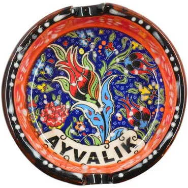 Toptan Ayvalık Temalı Çini Küçük Klasik Özel Kabartma Küllük - 6