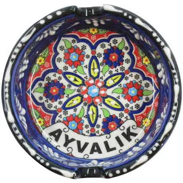Toptan Ayvalık Temalı Çini Küçük Klasik Özel Kabartma Küllük - 8