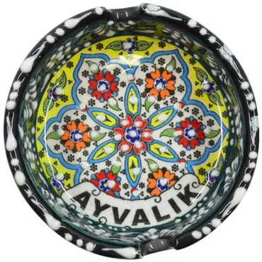Toptan Ayvalık Temalı Çini Küçük Klasik Özel Kabartma Küllük - 10