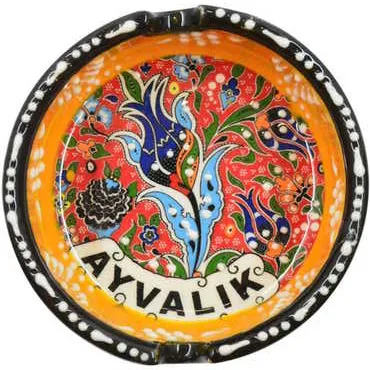 Toptan Ayvalık Temalı Çini Küçük Klasik Özel Kabartma Küllük - 11