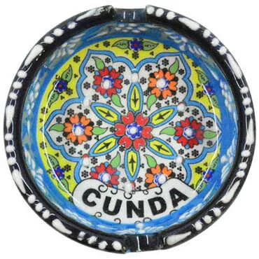 Toptan Cunda Temalı Çini Küçük Klasik Özel Kabartma Küllük - 4