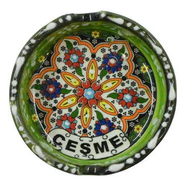 Cesme Themed Turkish Ceramic Special Relief Ashtray Small Size - 5