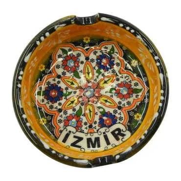 Izmir Themed Turkish Ceramic Special Relief Ashtray Small Size - 7