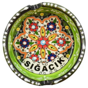 Sığacık Themed Turkish Ceramic Special Relief Ashtray Small Size - 7