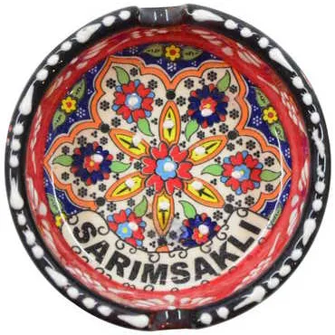 Sarimsakli Themed Turkish Ceramic Special Relief Ashtray Small Size - 5