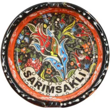 Sarimsakli Themed Turkish Ceramic Special Relief Ashtray Small Size - 6